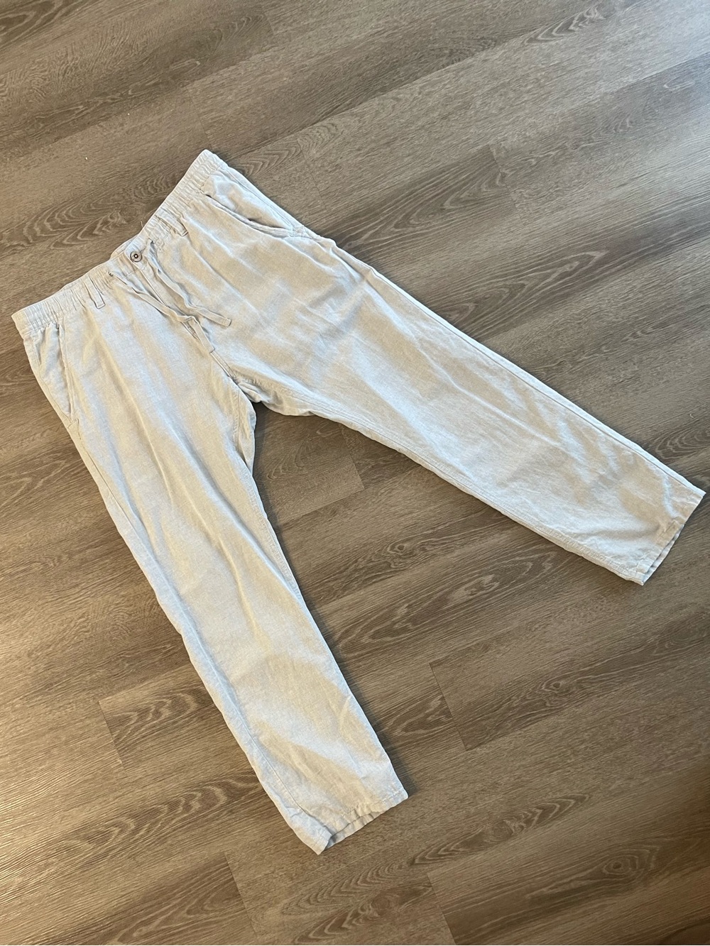 Public Beach Men's Casual Linen Blend Pants (Oatmeal / Beige)